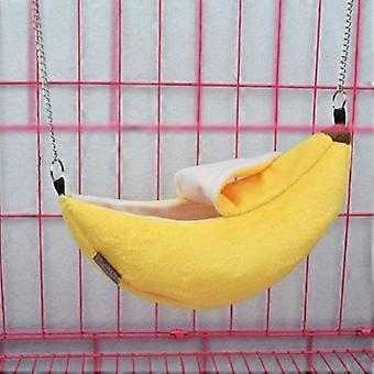 Hamster Haus Hängende Hängematte Banane Design Kleine Tiere Baumwollkäfig Schlafen Haustier Nest Bett Ratte Hamster Spielzeug Käfig Schaukel (Farbe : Gelb)