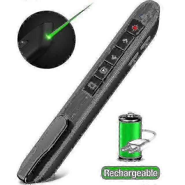 Rechargeable Wireless Presenter Green Light Pointer Remote Control for PowerPoint Presentation