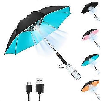 Vernevelende parasol met ventilator en waterfles, draagbare 3-in-1 oplaadbare zonnescherm met USB-aansluiting, vernevelende parasol voor buiten, Beach-xxy