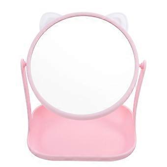 Cosmetics Mirror Desktop Makeup Mirror with Storage Tray 2Pcs Pink Set