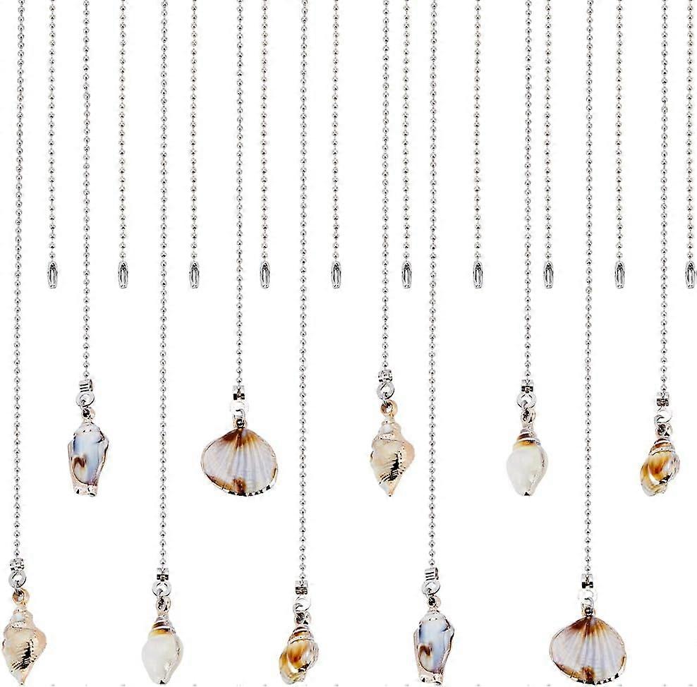 10Pcs 5 Style Sea Shell Ceiling Fan Pull Chain Extender Ocean Boho Electroplated Shells Plated Charm Pendant making kit