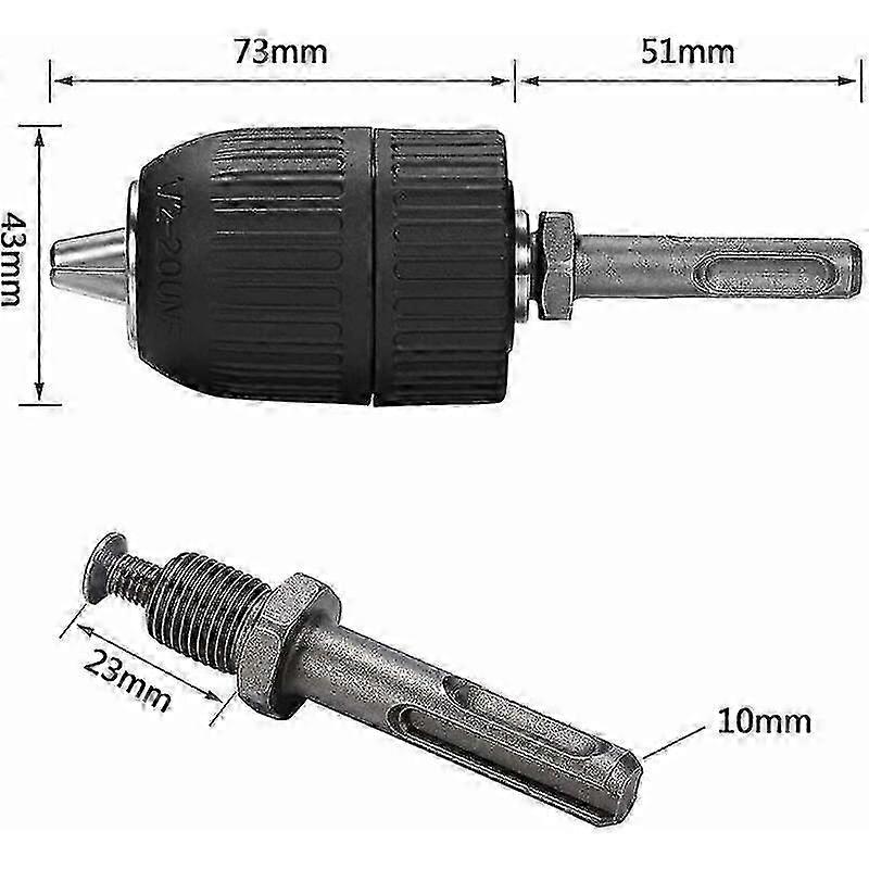 2-13mm Keyless Chuck with Adapter High Detachable Keyless Conversion Tool
