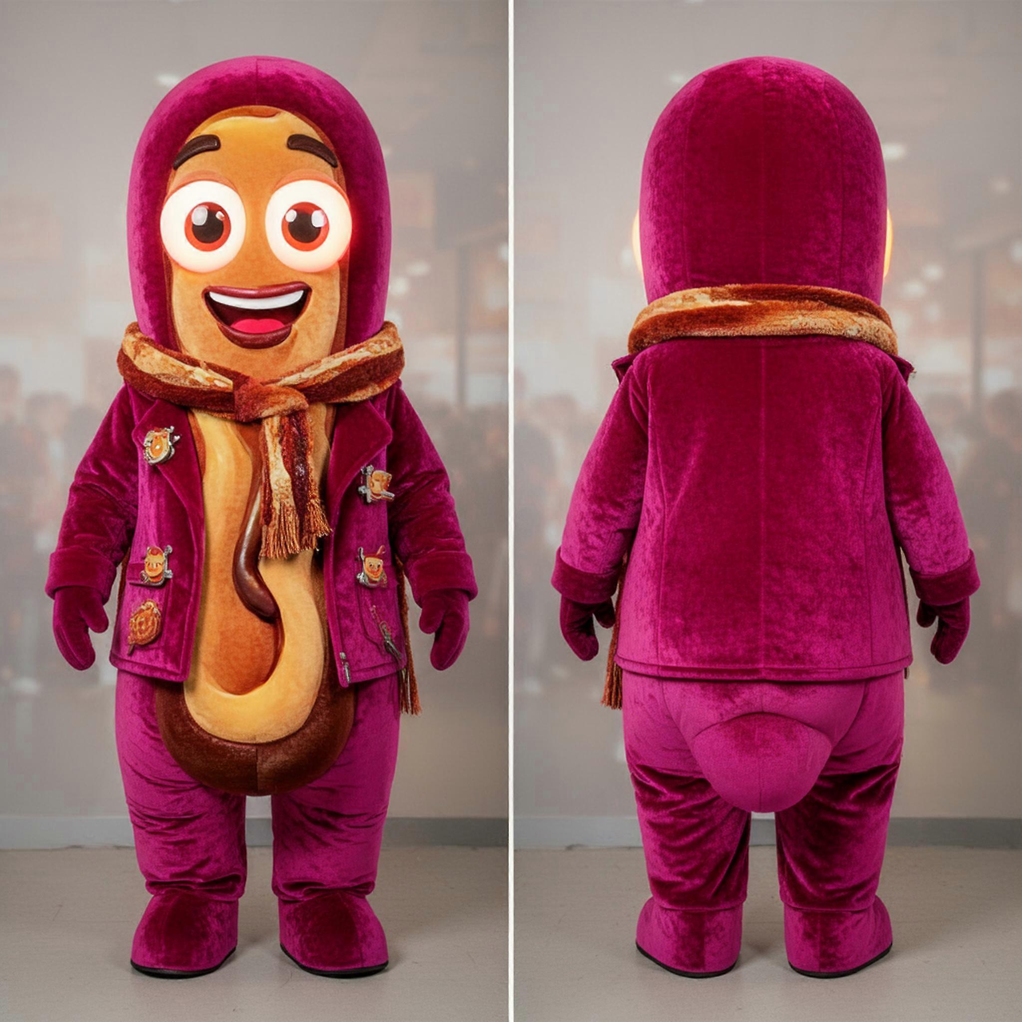 MASTICOT Magenta Velvety Currywurst Mascot