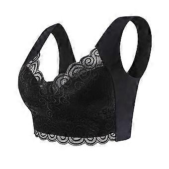 Plus Size Wireless Gathered Lace Back Seamless Thin Fixed Cup Sleep Bra Vest