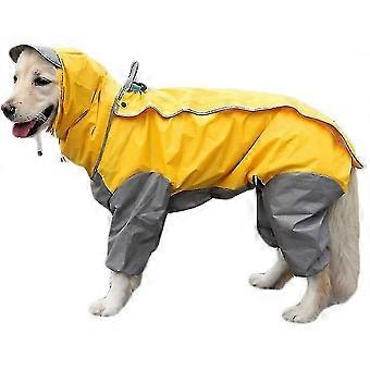Gele hond regenjas met afneembare hoodie, jas met trekkoord, 10 maten Wuqx