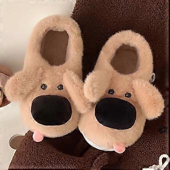 Cartoon Clog Slippers, Furry Warm Couple Home Shoes for Women, Big Nose Dog Design Autumn Winter
