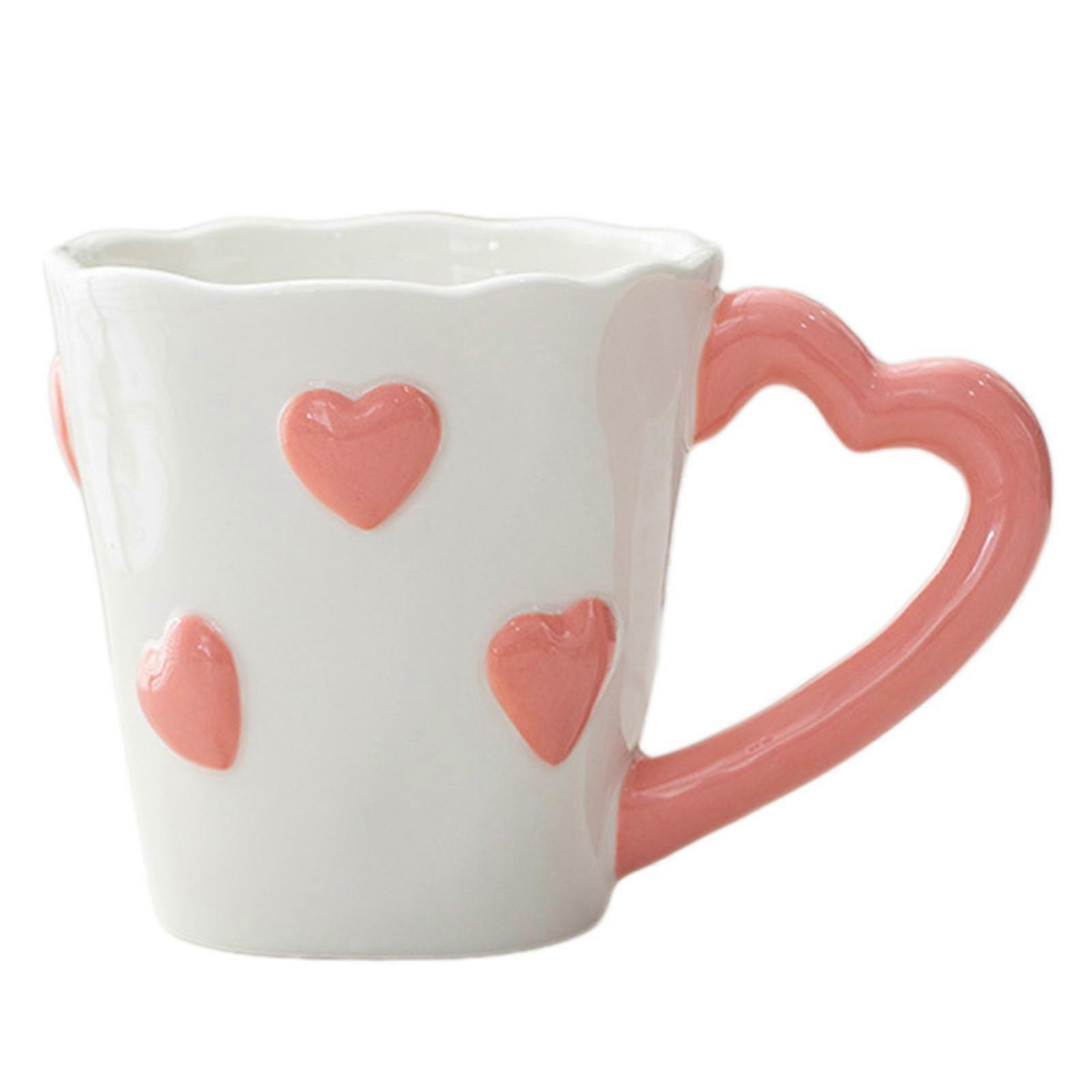 Pink Heart Ceramic Mug Irregular Shape