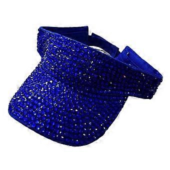 Women's casual sun hat, open visor, summer fashion rhinestone personalized topless baseball cap, royal blue - one size fits all3280