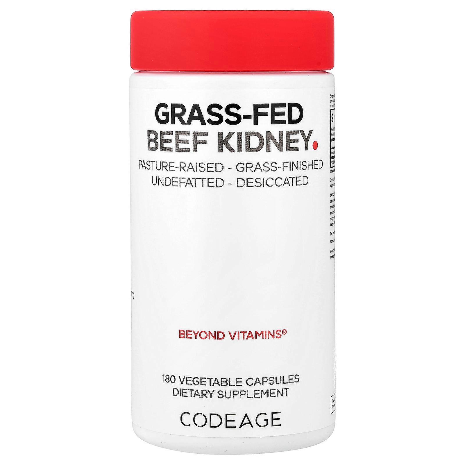 Codeage, Grass-Fed Beef Kidney, 180 Vegetable Capsules (500 mg Per capsule)