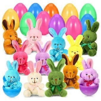 12Pcs Filled Easter Eggs featuring Plush Bunny, Easter Eggs Filled with Toys, Perfect for Basket Stuffers, Party Favors