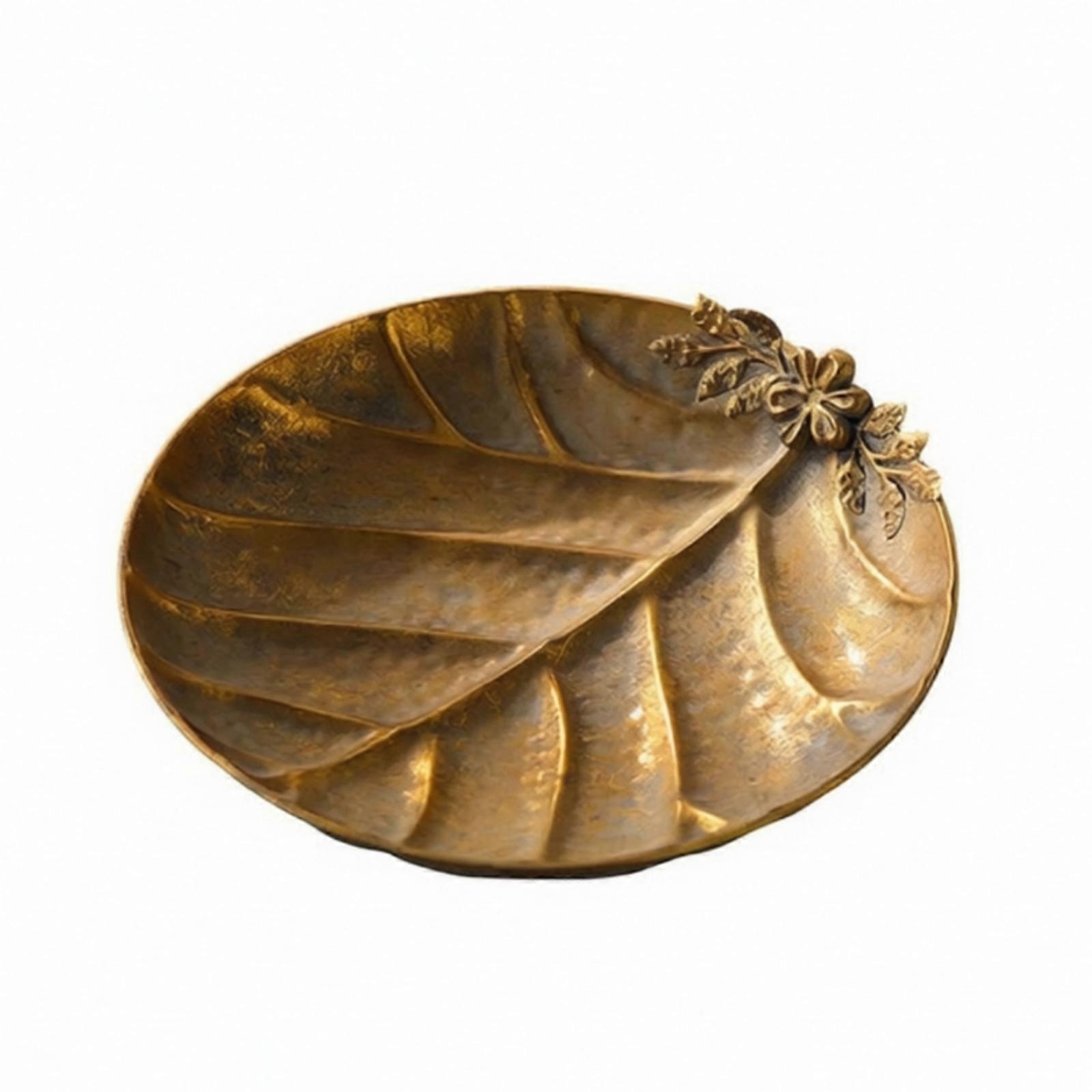 Decorative Tray with Leaf Design Oval Decorative Tray with Leaf Pattern Embossed