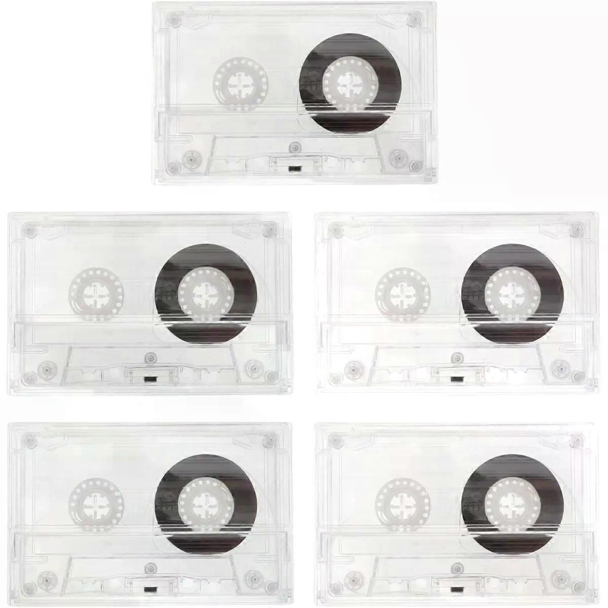 45 Min Blank Audio Cassettes with Cases 5 Set Plastic
