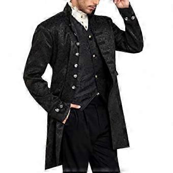 Steampunk Gothic Frock Coat Costume for Men | Victorian Vampire Pirate Jacket, Medieval