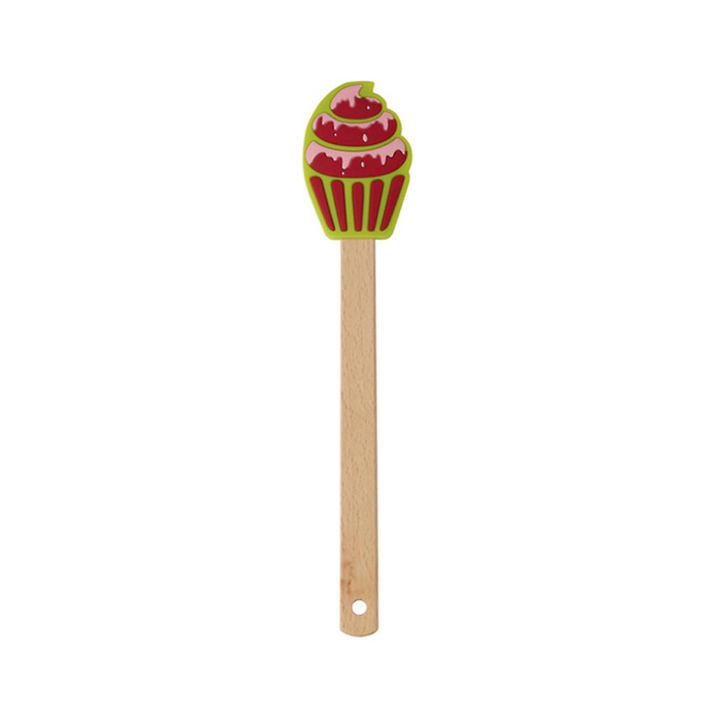 Cute Pan Scraper with Wooden Handle for Kitchen Mixing Cooking Baking Durable