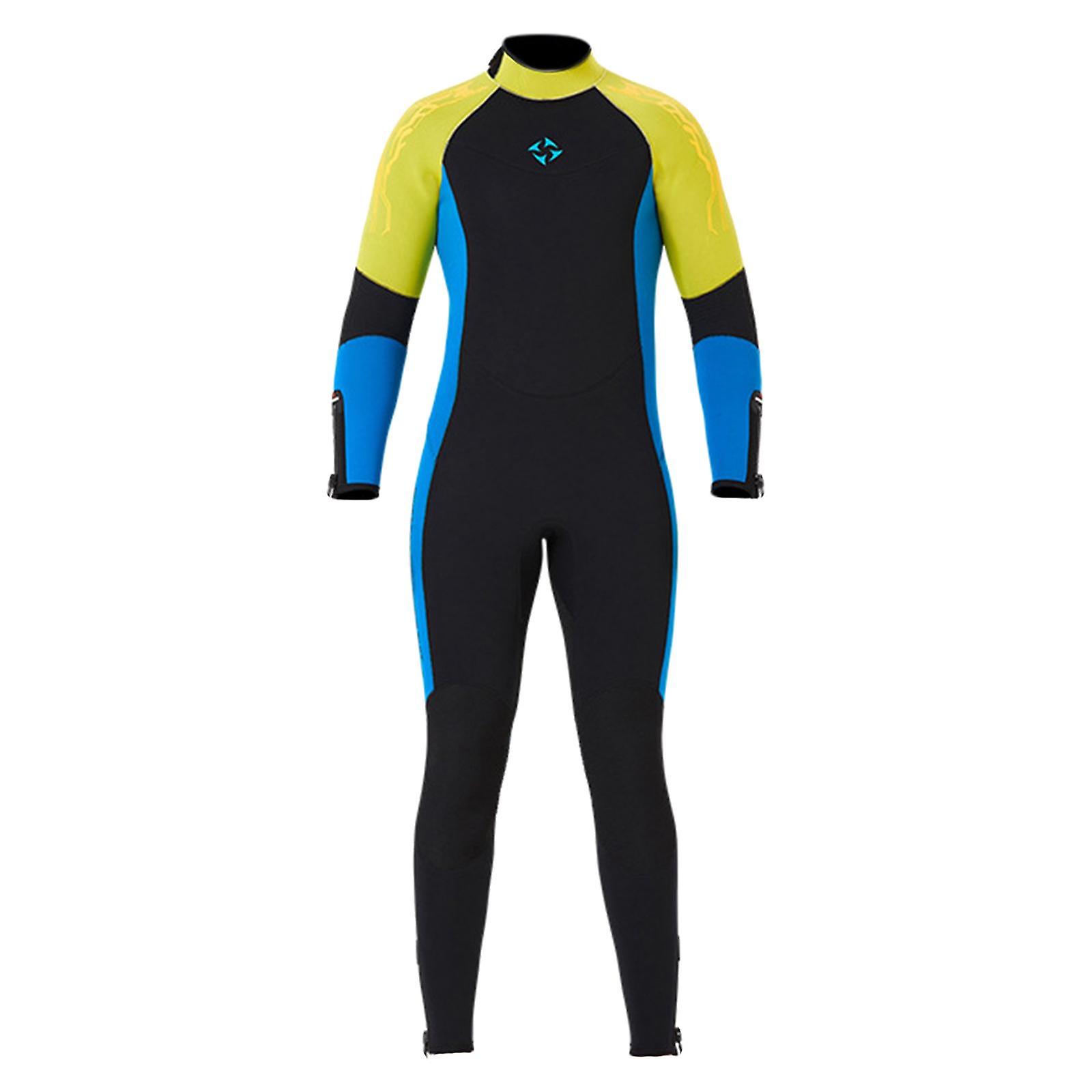 Dalış Wetsuit Tam Boy Sörf Dalış Takım Mayo Erkekler Sarı M