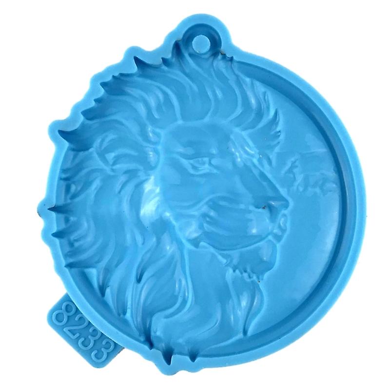 Silicone Lionhead-shape Keychain Mould With Hole Keyring Pendant DIY Craft