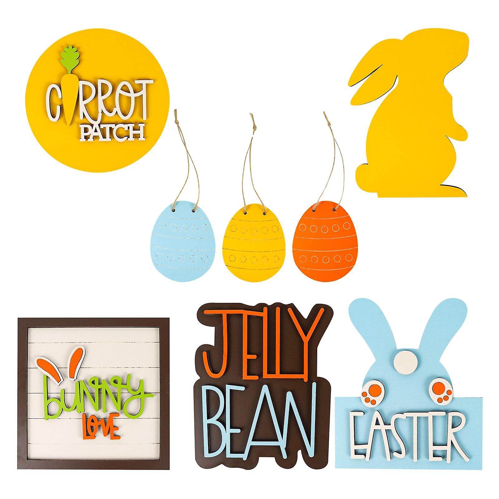 8x Cute Easter Bunny Egg Kit Accessory Rabbit for Home Office Decorations A