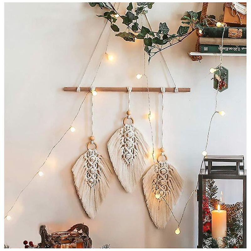 Bohemian Macrame Wall Hanging, Woven Macrame Wall Hanging, Macrame Wall Tapestry, Wall Hanging Wall Decor, Handmade Home Decor, 40×95cm, Beige White,1