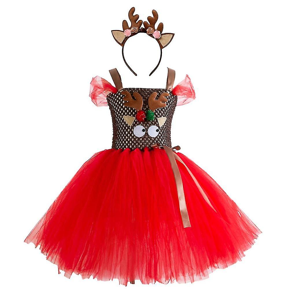 写真撮影幼児服フリルレッドメッシュスカート衣装のための赤ちゃんの女の子のクリスマスドレスキッズ