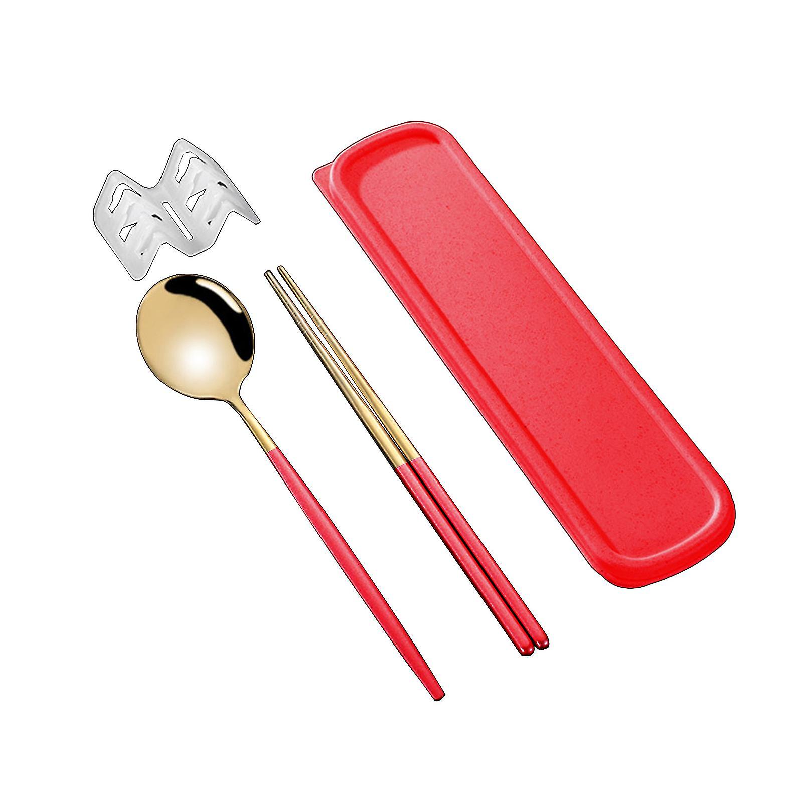 Flatware Kit Korean Style Dust-proof Stainless Steel Chopsticks Fork Spoon Dinner Set For Daily Use