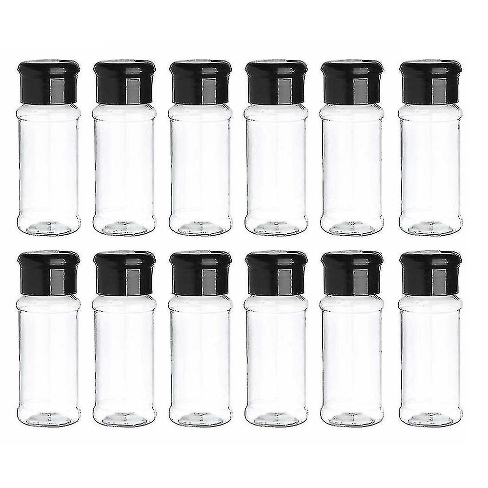 12 Pack Plastic Spice Jars With Lid, 100ml Spice Storage Container Bottle Condiment Seasoning Pepper Salt Jars