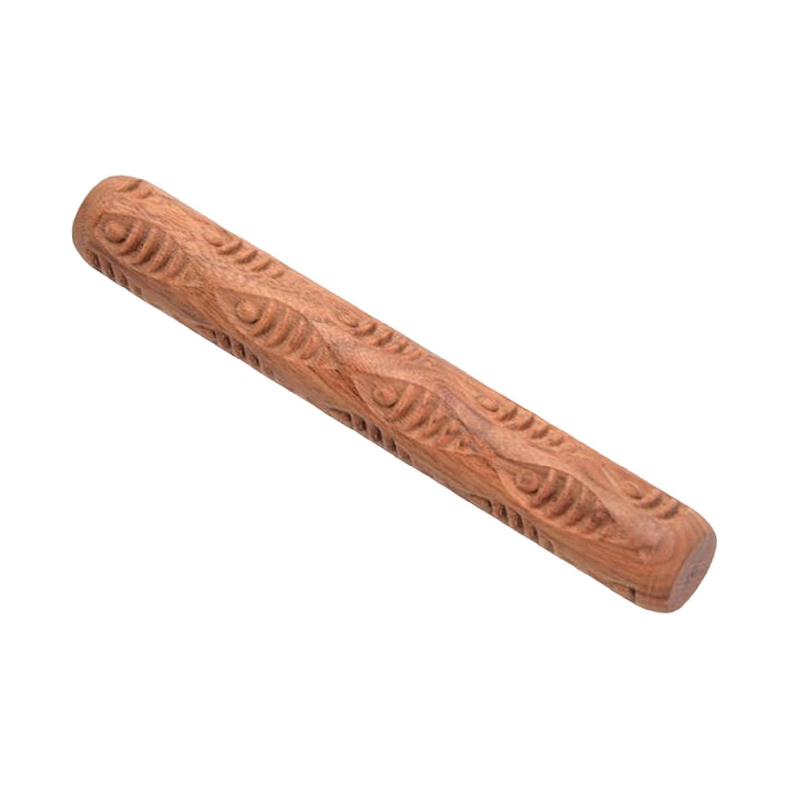 Wooden Pottery Pattern Roller Handmade for DIY Projects Cookies Ceramics Fish shape