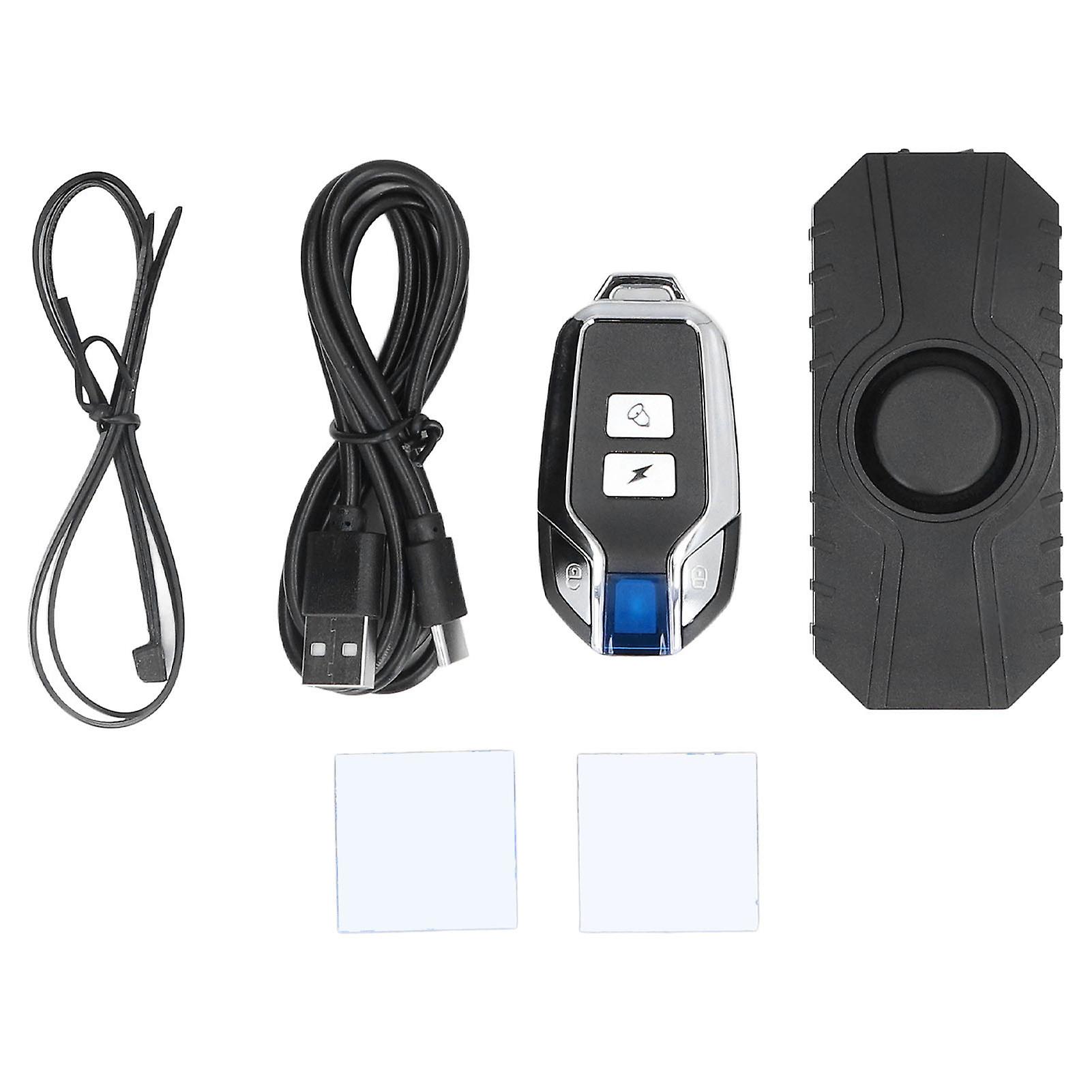 Wireless Bicycle Alarm, Motion and Vibration Sensor, Waterproof, Remote Control for Motorcycle, Electric Bike, Black, 1 Remote Control