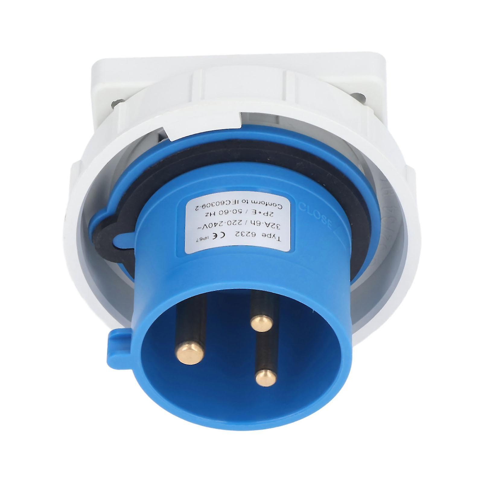 Qukaim Industrial Socket Industrial Socket IP67 Waterproof Brass Aviation Connector, 2P+E, 32A, 220-240V, Power Connector for Industrial Applications