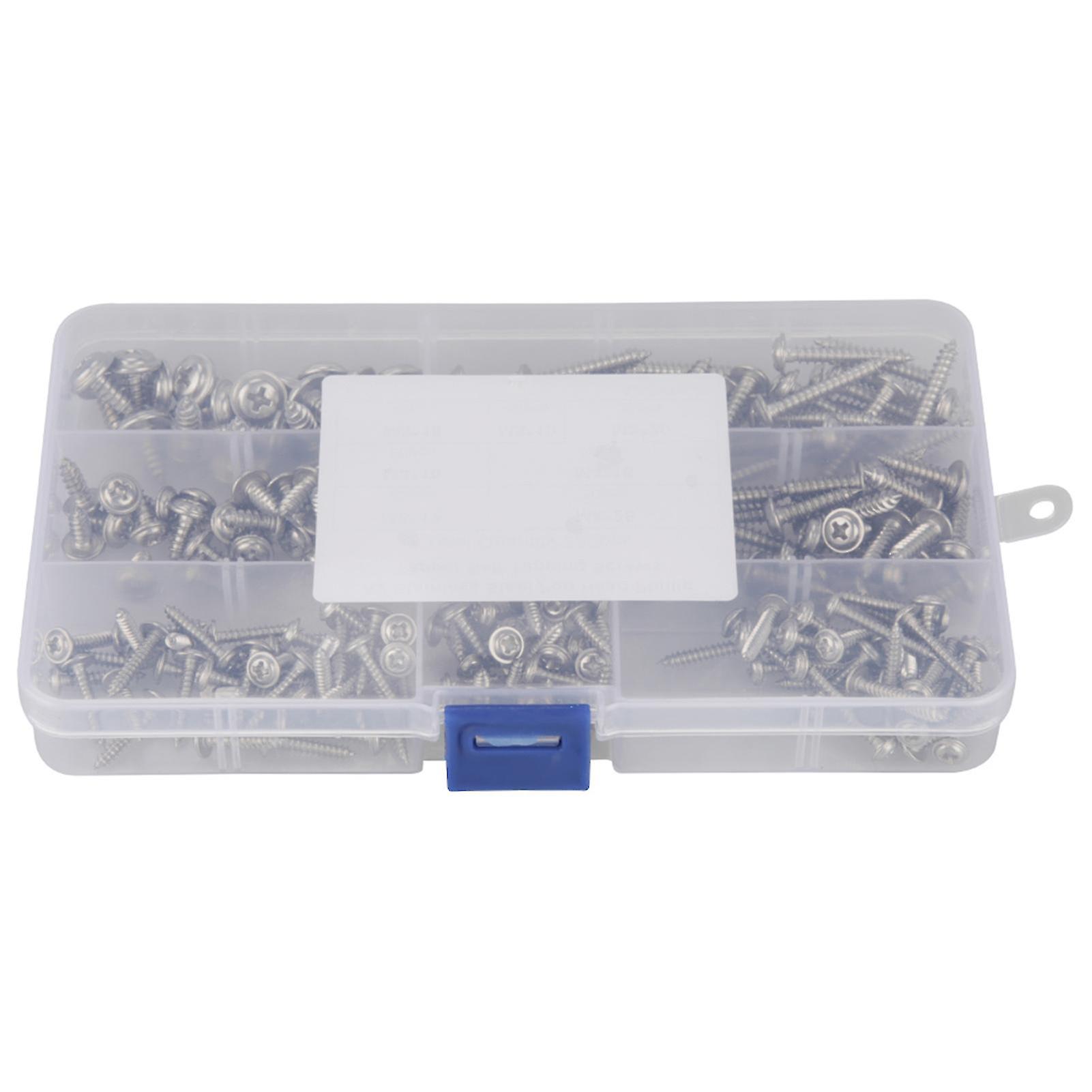 220pcs M3 M4 M5 304 Stainless Steel Pan Head Cross Tapper Self Tapping Screws Set