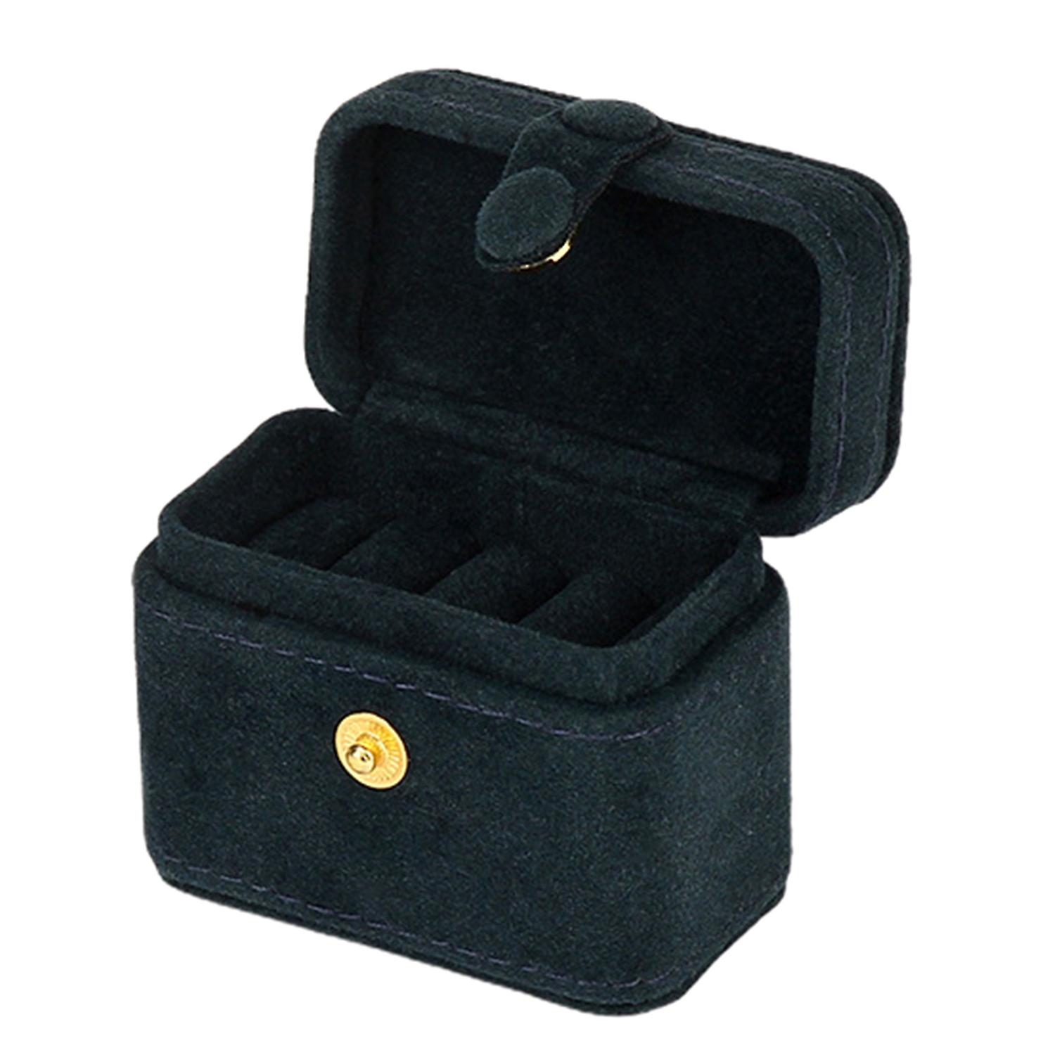 Ring Display Box Lidded Reusable Faux Leather Daily Use Small Flannel Ring Organizer Household Suppl