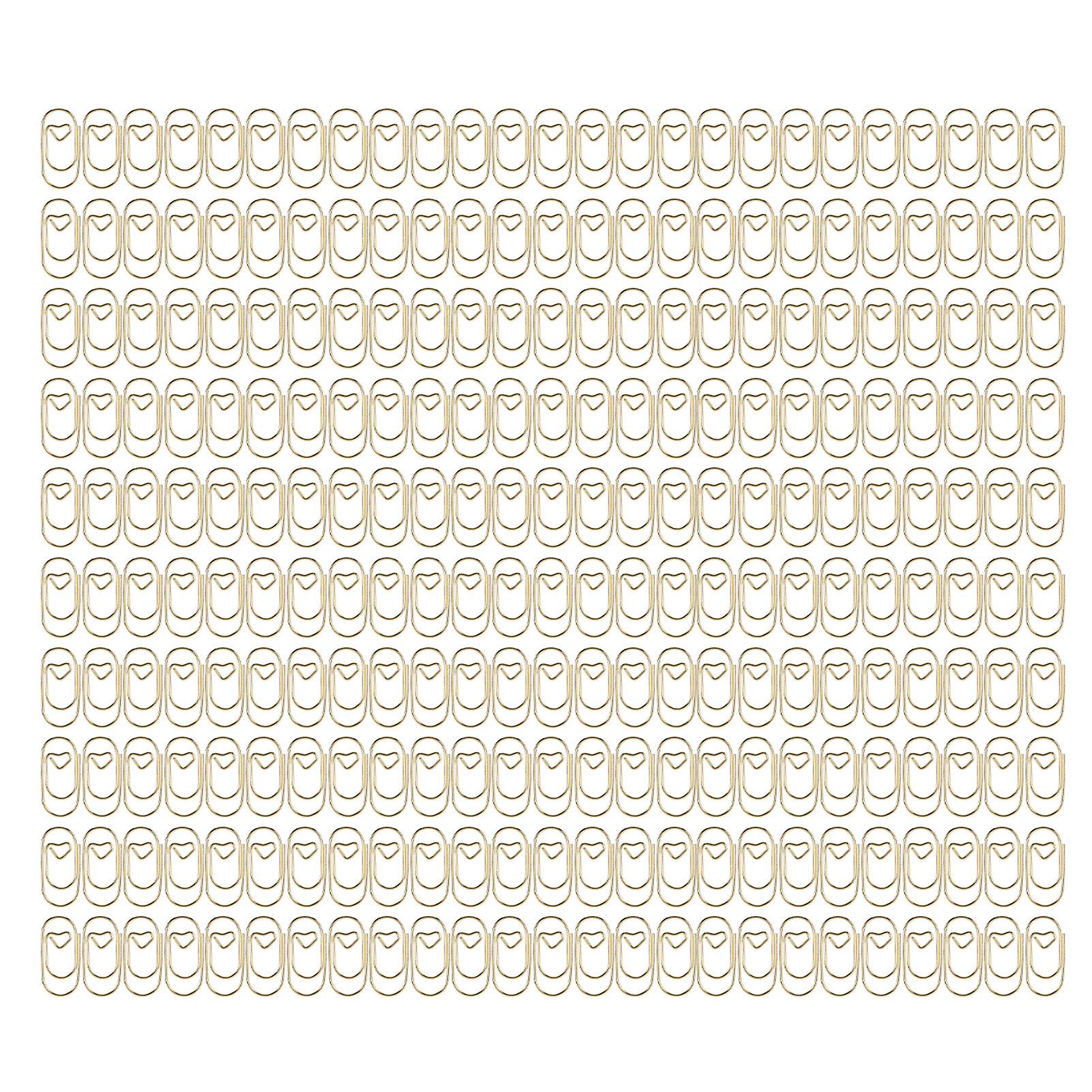 250Pcs Fancy Paperclips Small Heart Shape Plastic Covered Wire Widely Used Cute Paper Clips for Home School Office Gold Color