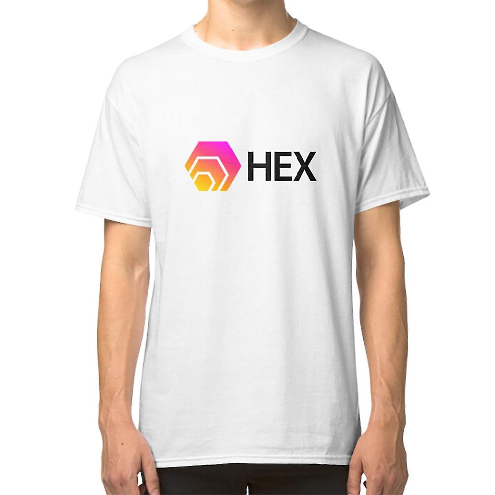 HEX logosu ve siyah metin tişört