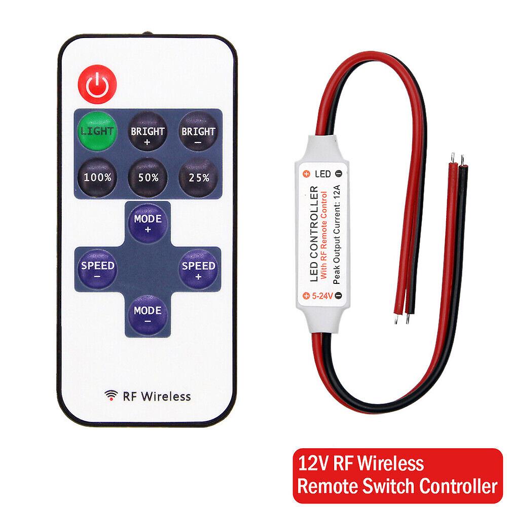 1-2x 12V RF Wireless Remote For Mini LED Strip Light Switch Dimmer Controller