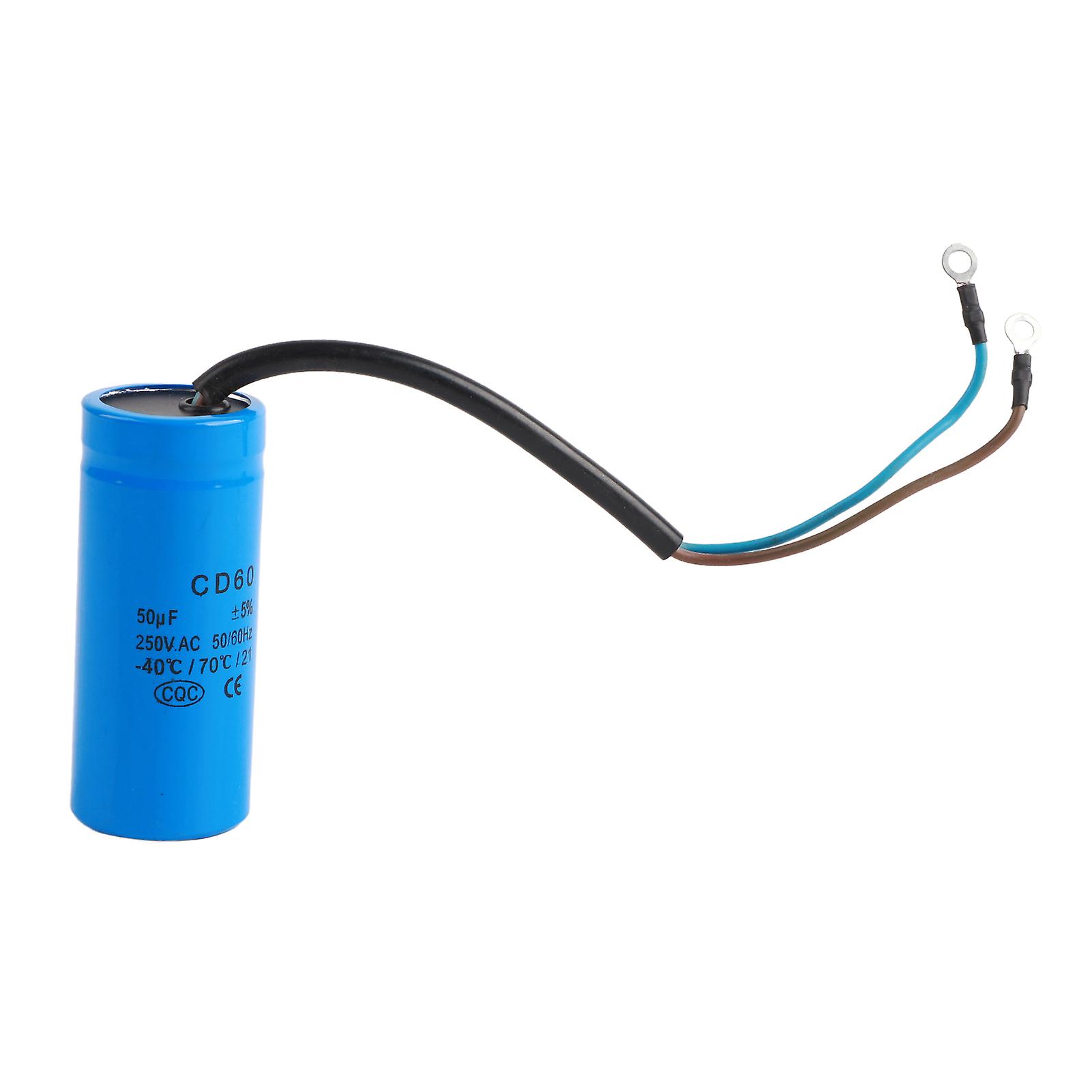 CD60 Run Capacitor with Wire Lead AC 50uF 50/60Hz for Motor Air Compressor