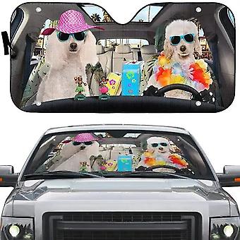 Gestroomd patroon Boxer hond rijden Auto voorruit zonnescherm, grappige Boxer familie honden zonneklep beschermer zonnescherm voor auto vrachtwagen SU ~ 20920