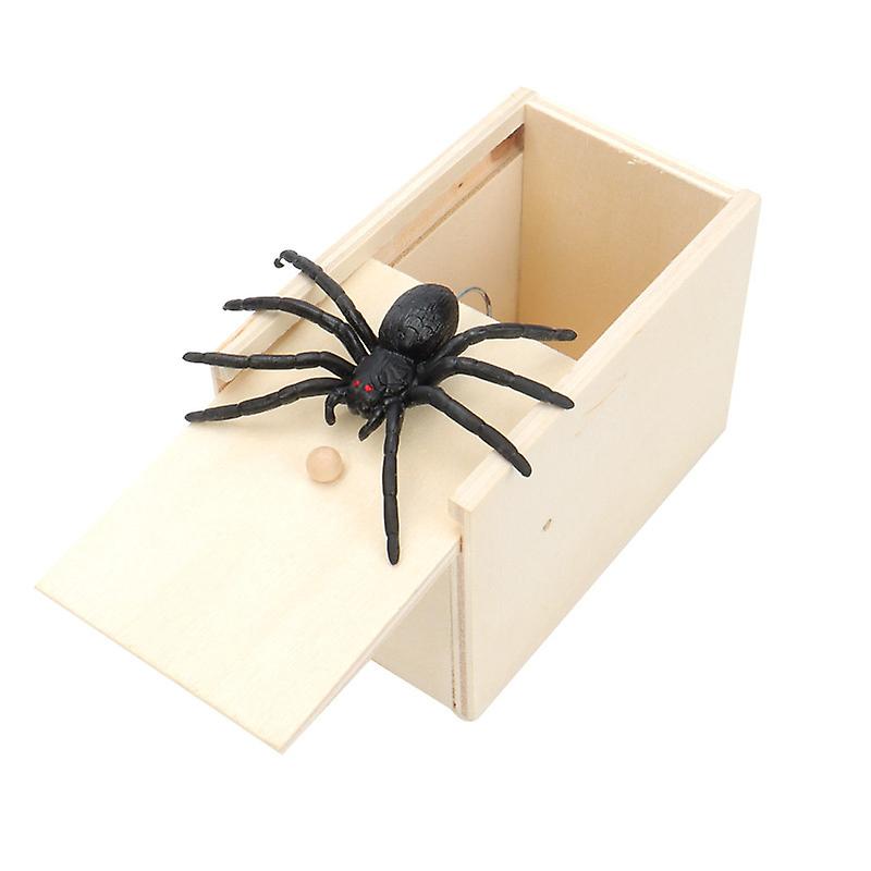 2X Wooden Prank Spider Scare Box Hidden in Case Trick Play Joke Scarebox Gag Toy