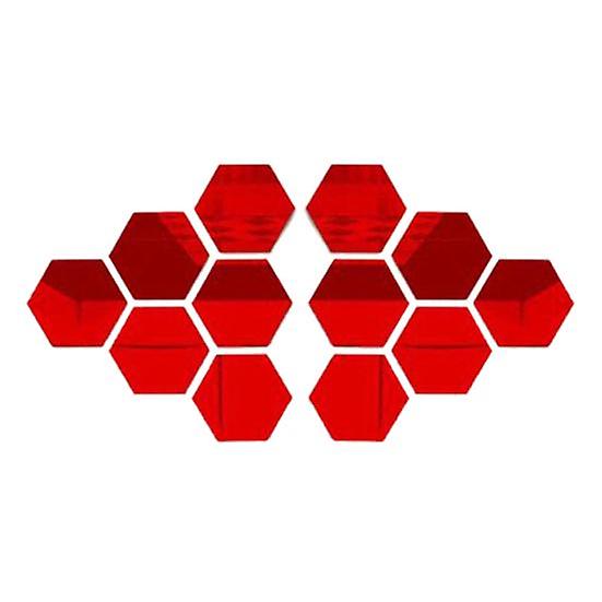 12Pcs Hexagonal Mirror Wall Sticker Background Removable Stereo Decal Home