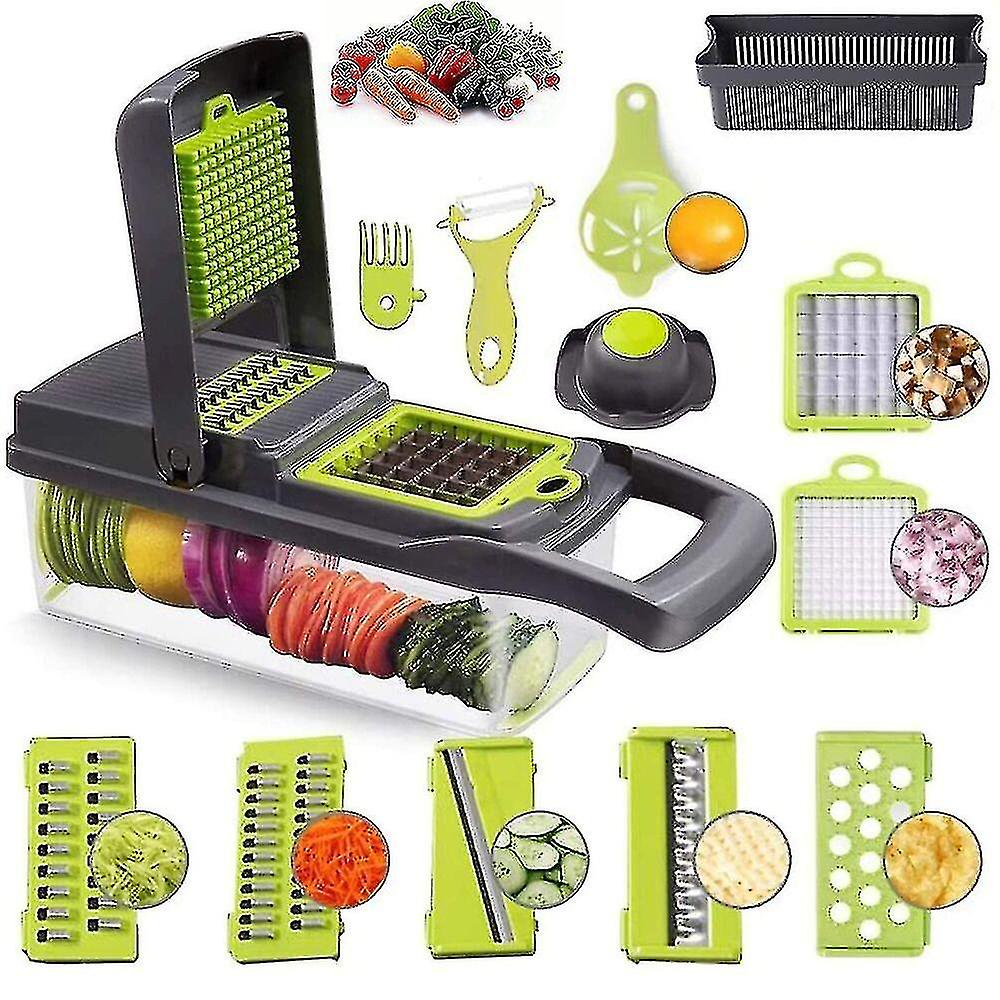 15 in 1 Gemüsehacker Salat Obst Mandoline Slicer Lebensmittel Würfelschneider Schäler Z
