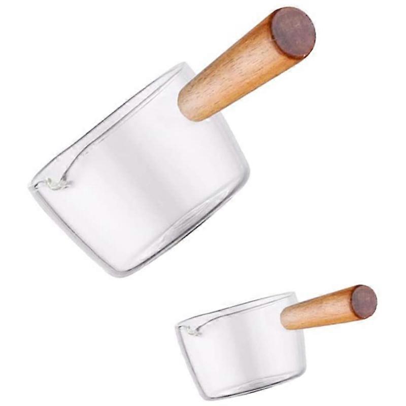 2PCS Glass Creamer Mini Sauce Pitcher Milk Jug Pourer Pitcher Jug Coffee Jar Server Dipping Bowls w