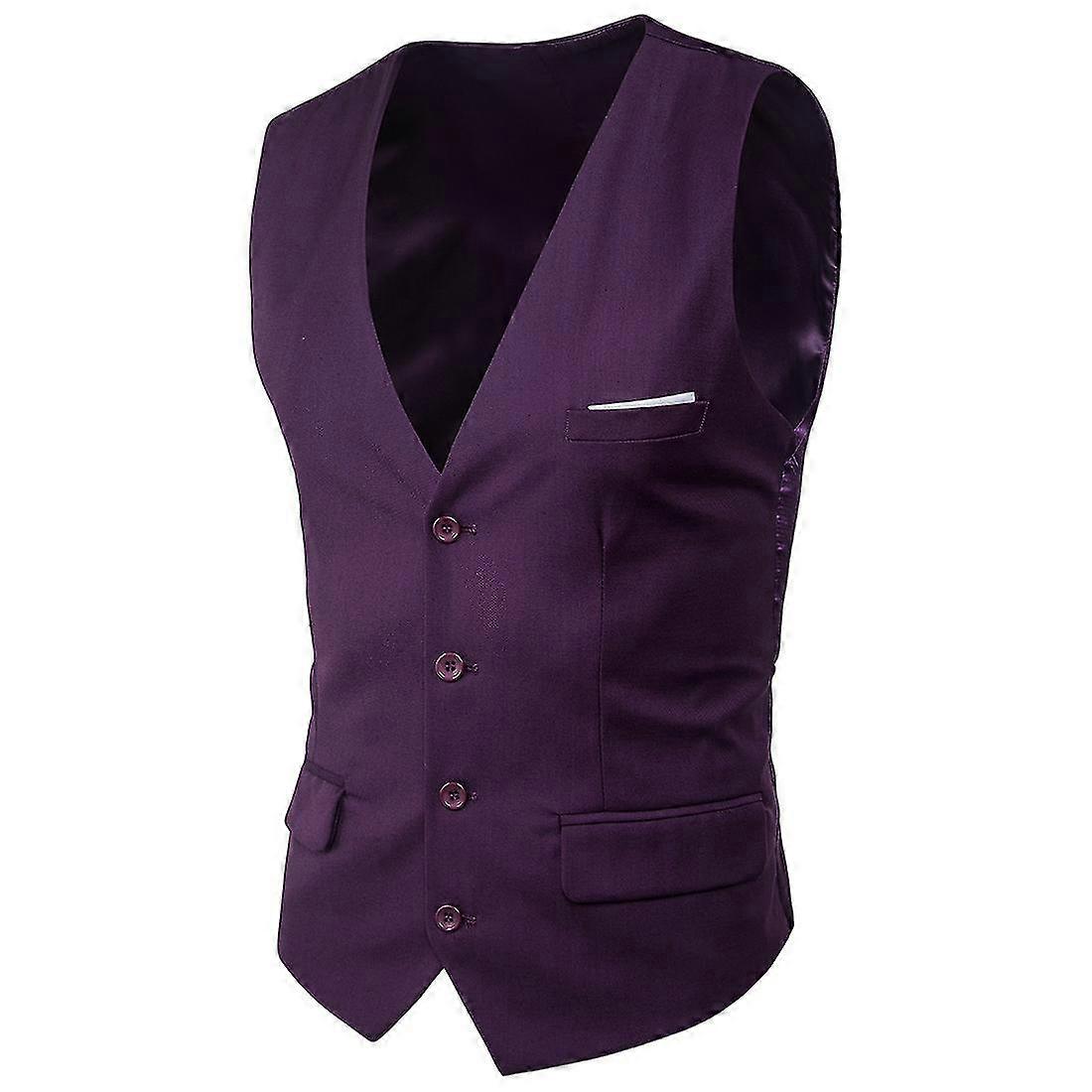 Plus Size Men Solid Color Suit Vest Single Breasted Business