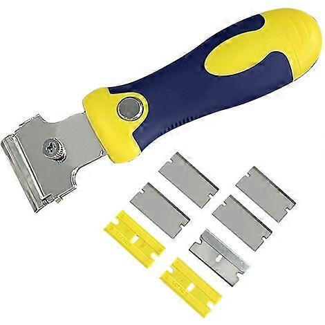 Adjustable scraper to remove tile glue with spare blades Metallic + microfiber, retractable glass scraper hand tool