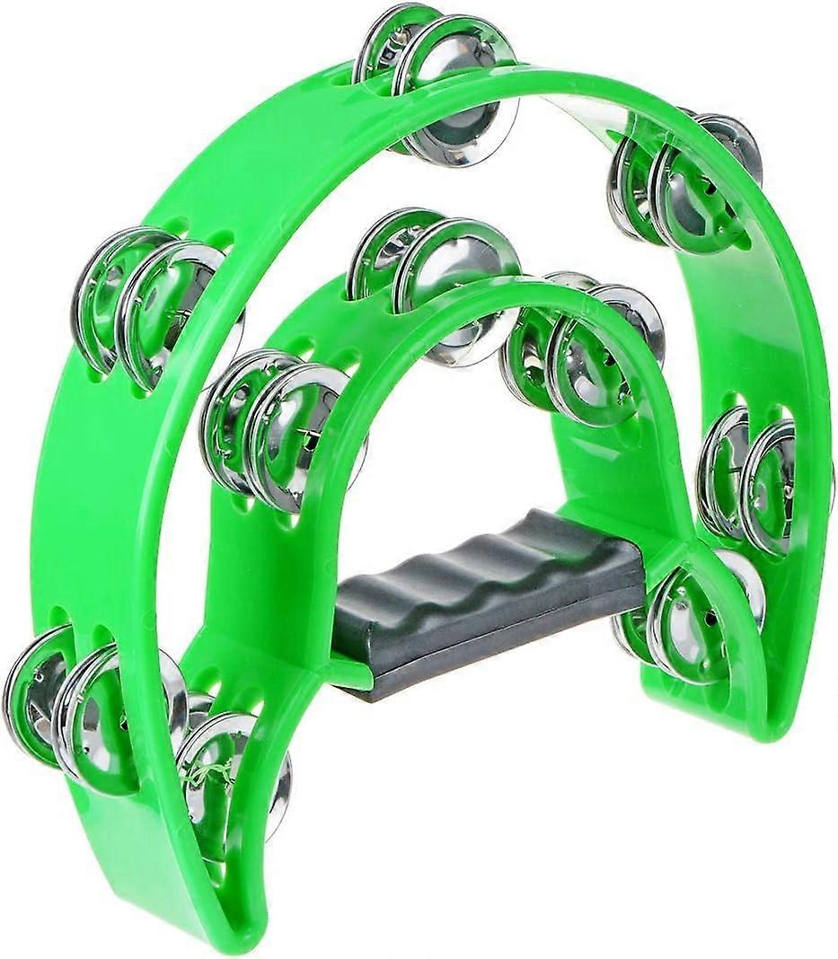 Tambourine Metal Jingles Hand Held Percussion Half-Moon Tambourine for Adult Musical Instrument