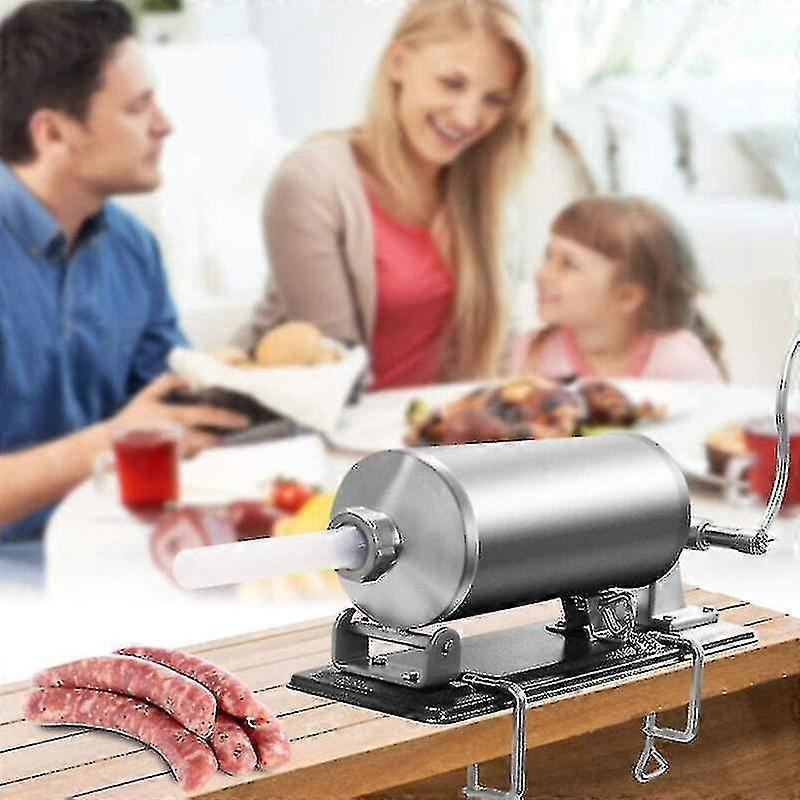 Stainless Steel Manual Meat Grinder - Sausage Machine With 4 Different Tubes (3.6l)