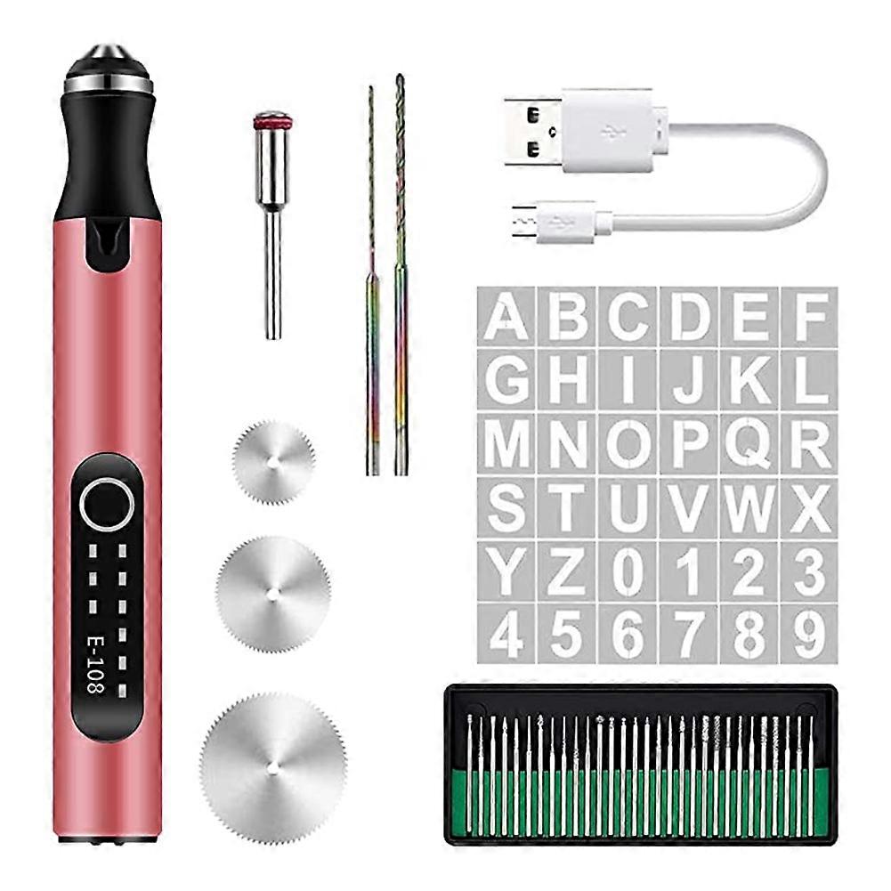 Engraving Pen Electric Engraving Tool Kit Rechargeable DIY Mini Engraver Pen for Carving Glass Wood Stone A