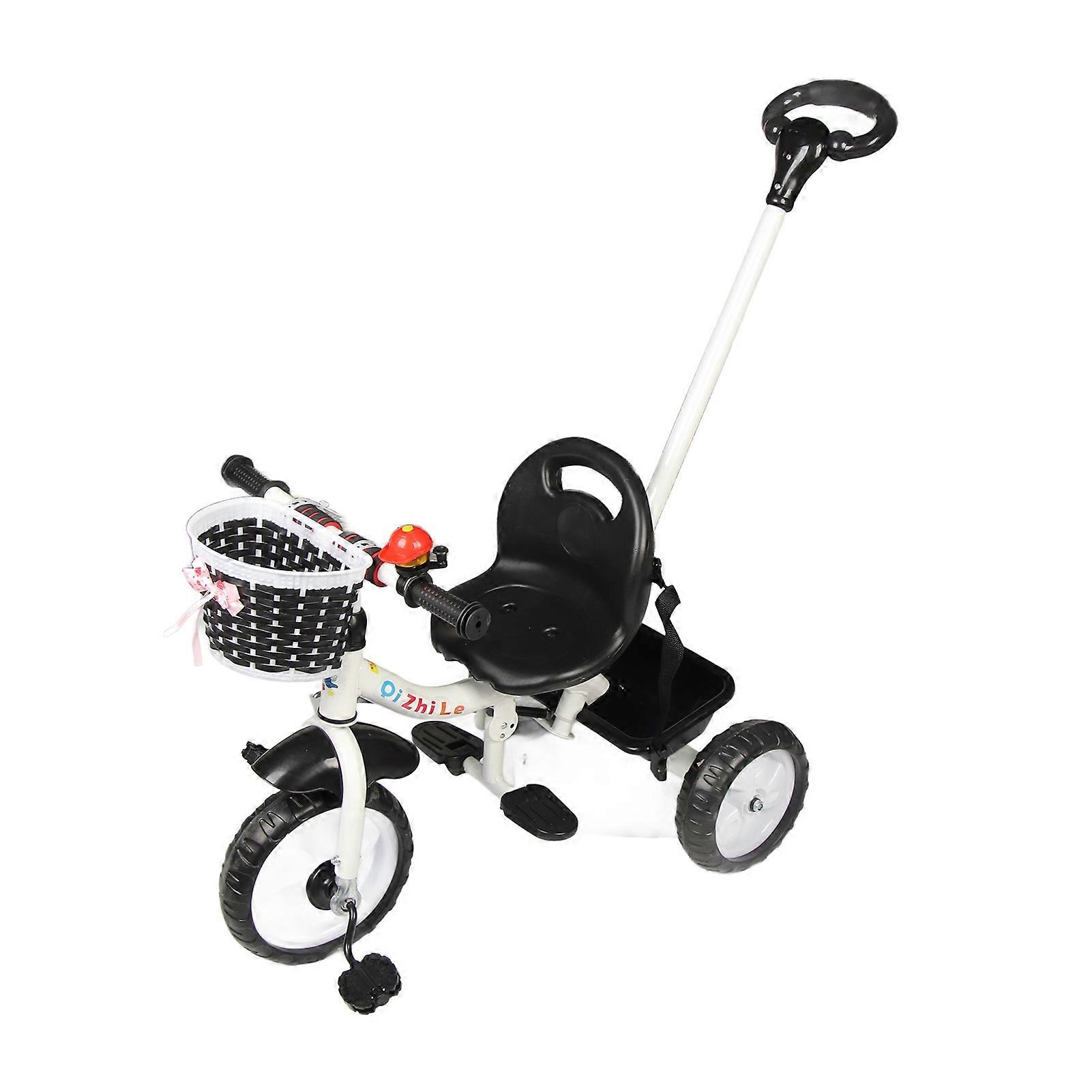 Παιδιά τρίκυκλο ισορροπία Trike πτυσσόμενα πεντάλ ρυθμιζόμενη λαβή ώθησης Έλεγχος κατεύθυνσης Παιδικό ποδήλατο μαύρο λευκό