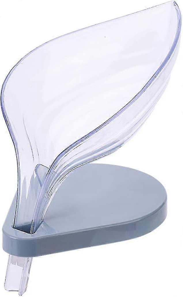 1pcs Soap Dish Holder Leaf Shape - For Bathroom With Drainage Plastic Soap Dish(transparent)