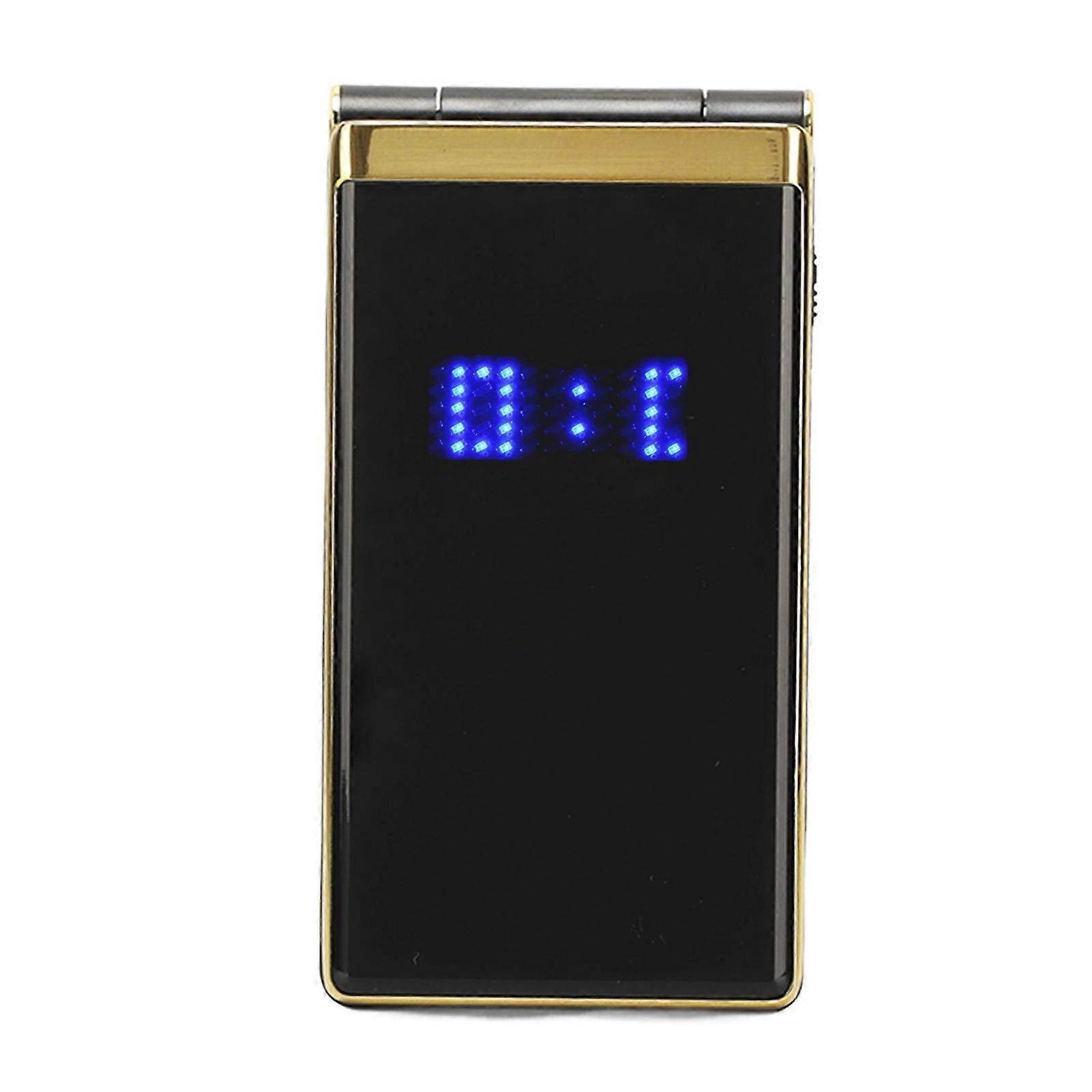 2.8in Screen Flip Phone for Elder Dual SIM Dual Standby Long Standby Time Multi Function Multi Language 5900mAh 2G Flip Cell Phone Gold