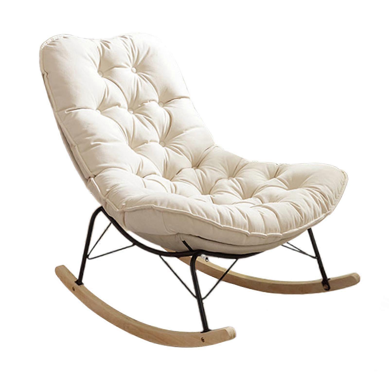 Cadeira de Balanço Estofada para Varanda Frontal Interna Externa Base Bege