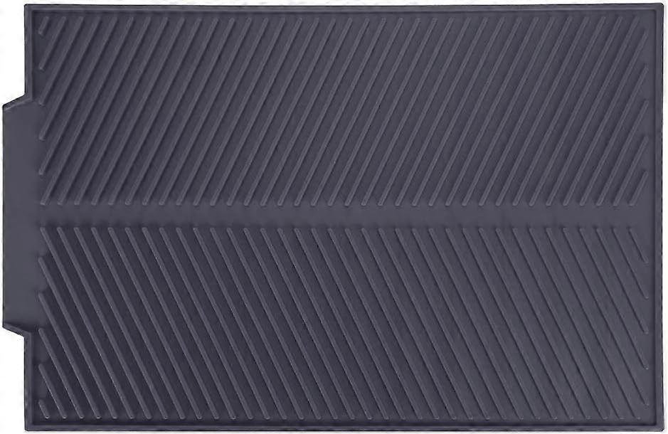 Heat Resistant Non-Slip Silicone Rectangle Tray Drying Mat (Gray)