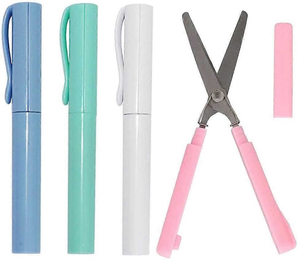 4pcs Sharp Colorful Scissors Folding Scissors with Caps for Home, Office and School